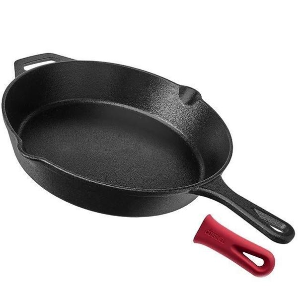 Cuisinel Pre-Seasoned Cast Iron Skillet 12-Inch w/ Handle Cover