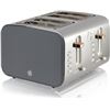 Image 1 : Swan Nordic Toaster 4 Slice with Extra Wide Slots for Bagels, Waffles, Breads, Cancel, Defrost and B