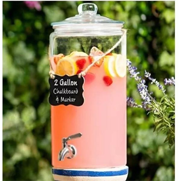 2 Gallon Glass Dispenser with Glass Lid