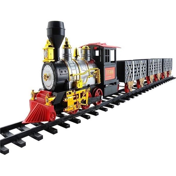 Northlight 20pc Black and Red Battery Operated Classic Train Set 12"
