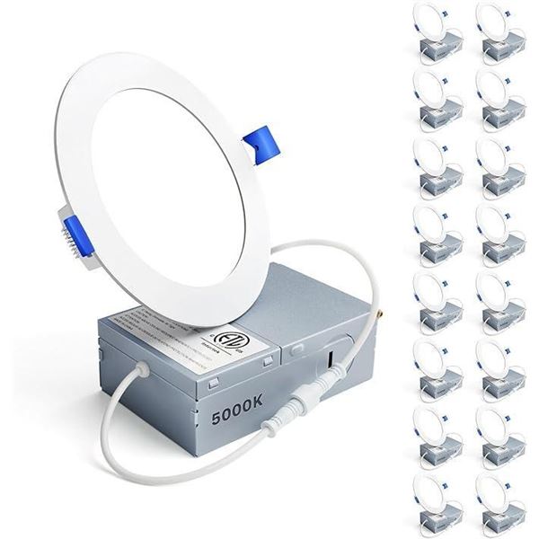 Ensenior 4Inch LED Recessed Slim Pot Light with Junction Box, 5000K, 9W 75W Eqv, Dimmable IC-Rated C