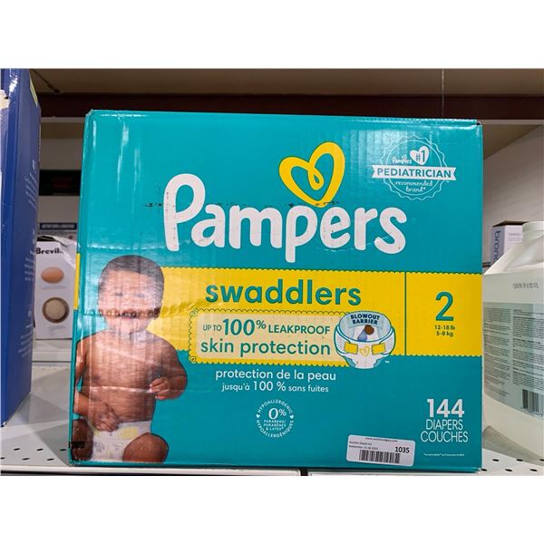Pampers Swaddlers Size 2 12-18lb   144 Diapers