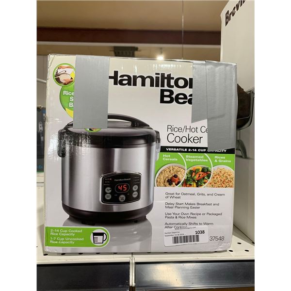 Hamilton Beach Rice / Hot Cereal Cooker 2-14 Cup Capacity