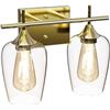 Image 1 : UL-Listed 2-Light Bathroom Vanity Light Fixtures JACKYLED Indoor Wall Mount Wall Sconce Brass Vanity