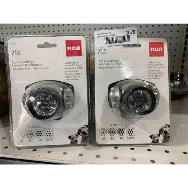 RCA 7 LED Headlamp Adjustable Lot of 2
