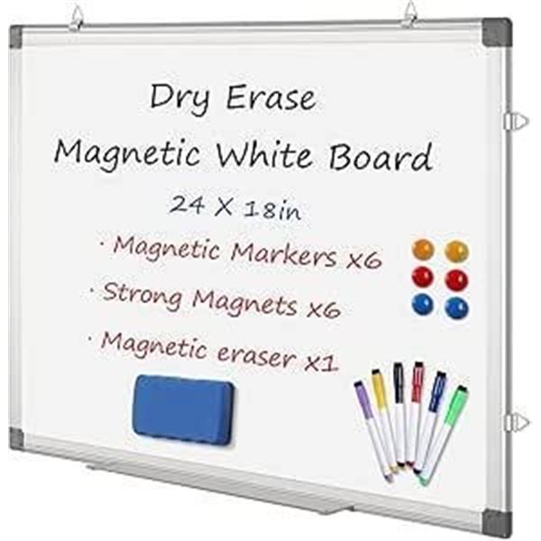 Magnetic Dry Erase Whiteboard, 60 X 45 CM Wall Mounted Dry Wipe White Board with Aluminum Framed