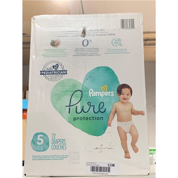 Pampers Pure Protection Size 5 27lb+ Diapers 72 Count