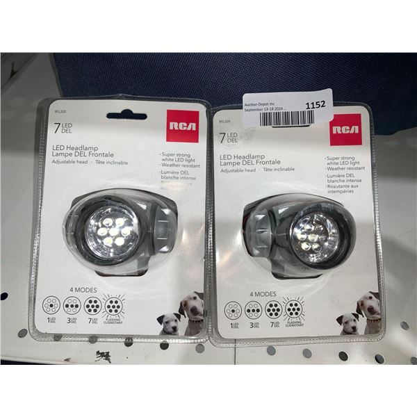 RCA 7 LED Headlamp Adjustable Lot of 2