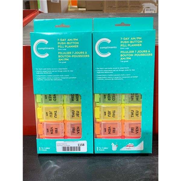 Compliments 7-Day Am/Pm Push Button Pill Planner Extra Large x 2