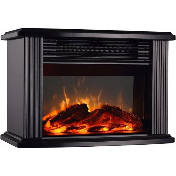 DONYER POWER 1500W Mini Electric Fireplace Tabletop Portable Heater,14'' (Black, Metal)