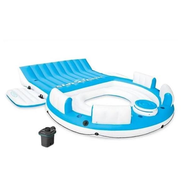 Intex Splash N Chill Island Inflatable Water Float with Quick Fill Air Pump