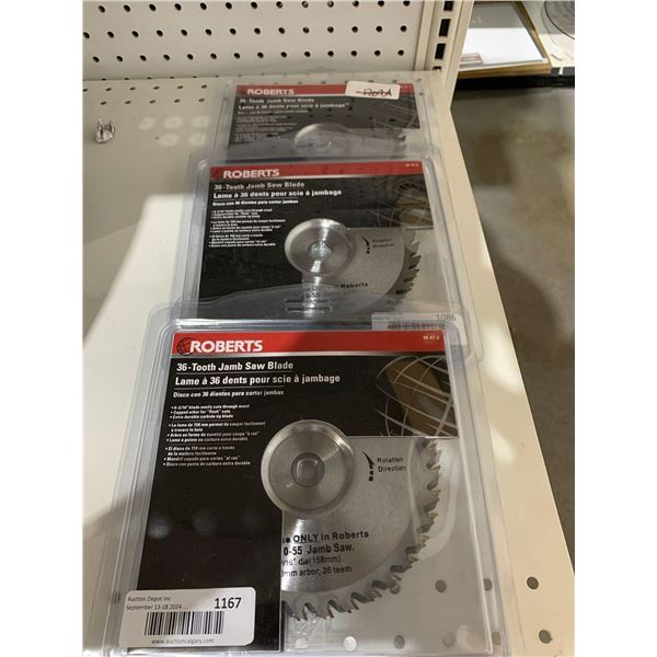 Roberta 36- Tooth Jamb Saw Blade Lot of 3