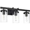 Image 1 : LauxaL Black Vanity Light 3 Lights Modern Bathroom Light Fixtures Over Mirror with Clear Glass Shade