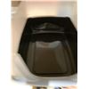 Image 2 : Cat Litter Box with Scatter Shield and Scoop, Open Top High Sided Cat Litter Pan, Black
