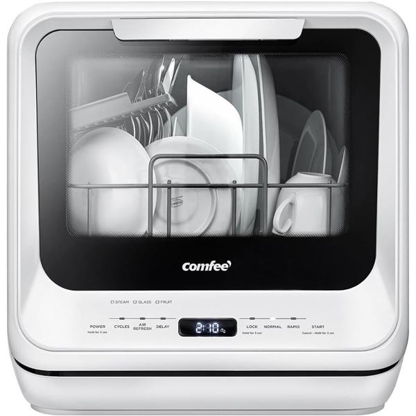 COMFEE' Countertop Dishwasher, Portable Dishwasher with 5L Built-in Water Tank, No Hookup Needed, 6 