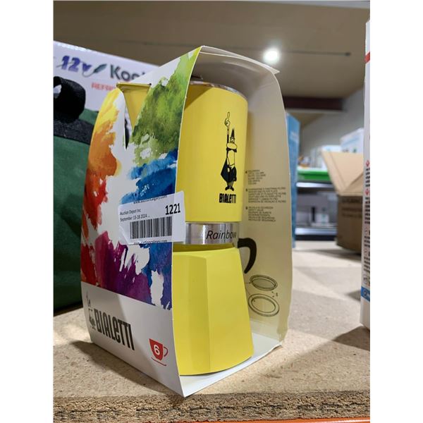 Bialetti 4982 Rainbow Espresso Maker, Yellow 6 Cup