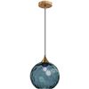 Image 1 : CRIBBU 7.8 Inch Globe Glass Pendant Light Bronze Gold Bracket with Glass Ball Hanging Lamp (Dark blu