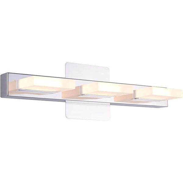 Mirrea 18in Modern LED Vanity Light in 3 Lights Stainless Steel and Acrylic 16w Warm White 3000K