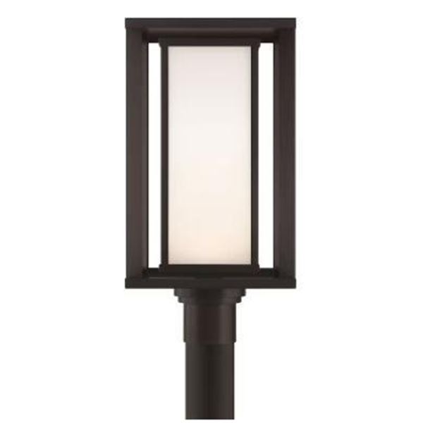 Gluckstein Elements Paxton Collection Large LED Exterior Post Lantern Black Finish w/ White Panel Gl
