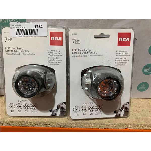 RCA 7 LED Headlamp Adjustable Lot of 2