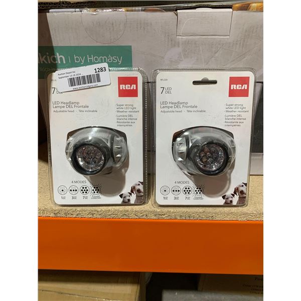 RCA 7 LED Headlamp Adjustable Lot of 2