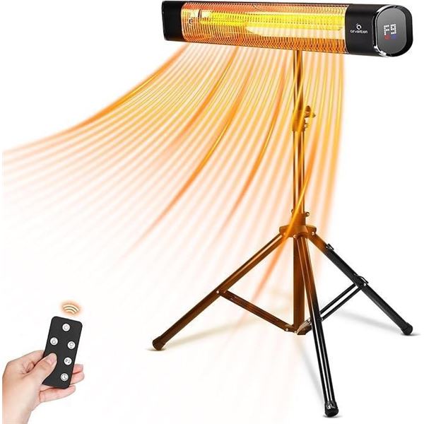 Electric Patio Heater, Airvention Outdoor Heater with Tripod Stand, 9 Heating Modes 12H Timer, 1500W