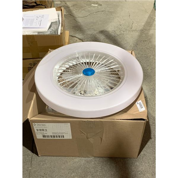 LED Fan Lamp, 9.8 Inches 36W Noiseless Ceiling Fan Light with 3 Wind Speeds and 3 Light Sources, 1h,