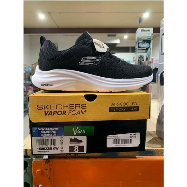 Sketchers Vapor Foam Vegan Ladies Size 8 Black & White