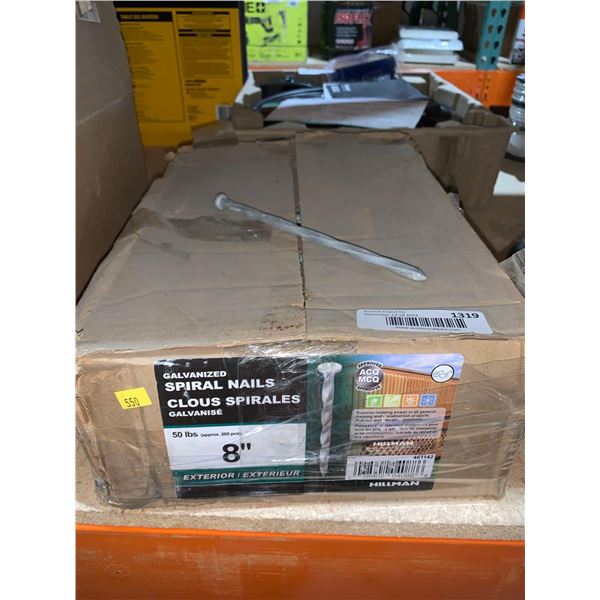 Galvanized Spiral Nails 8" Exterior 50lbs