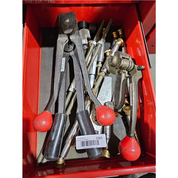 Lot of Assorted Shop Supplies - Metal Banding Tools & Assorted Shop Tools