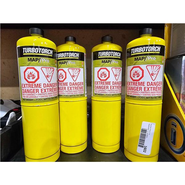 Lot of 4 Turbotorch MAP/Pro Gas Canisters 4x400g