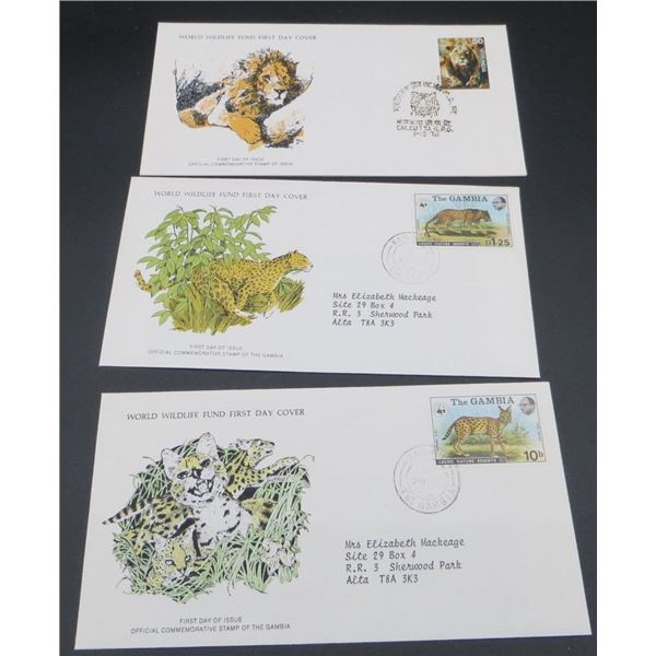 1976 World Wild Life Fund First Day Stamp Covers Gambia & India