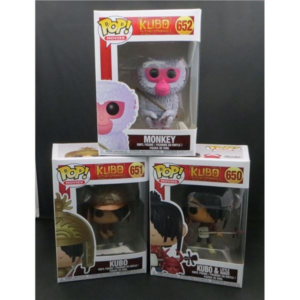3 New Funko Pops Kubo #651, Monkey #652 & Kubo & Little Hanzo #650