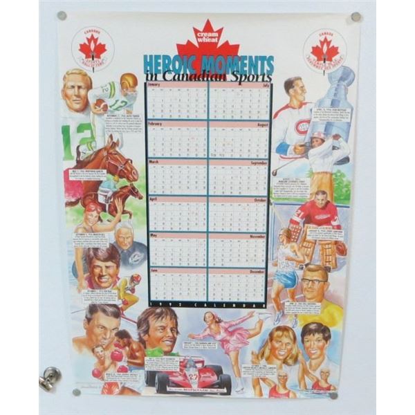 1992 Cream Of Wheat Heroic Moments In Canadian Sports Poster 26" x 19"