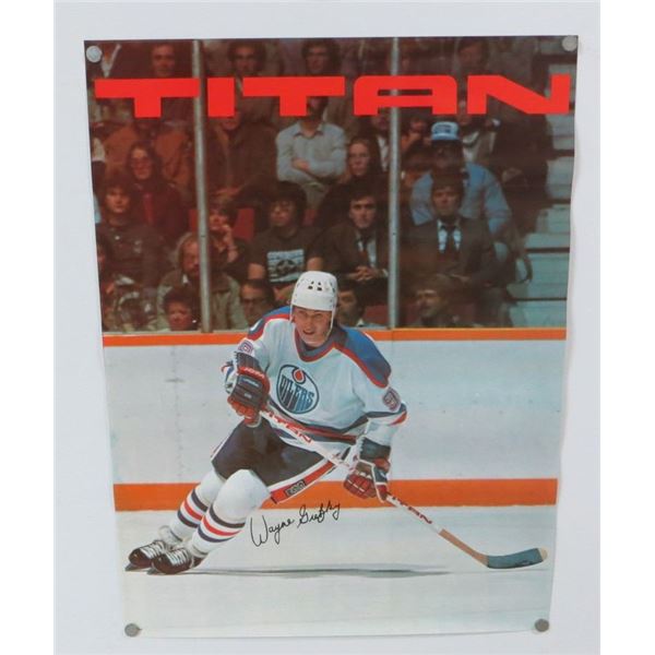 Rare Early 80's Wayne Gretzky Edmonton Oilers Titan Poster Measures 17" x 23"