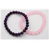 Image 1 : #146-NATURAL PINK ROSE QZ & AMETHYST BRACELET