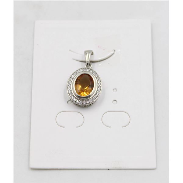 #66-UNTREATED YELLOW CITRINE & CZ PENDANT
