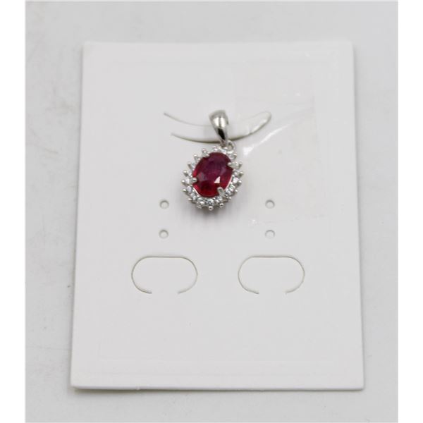 #39-HEATED RED RUBY & CZ PENDANT