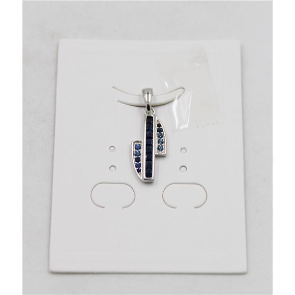 #56-HEATED BLUE SAPPHIRE & WHITE ZIRCON PENDANT