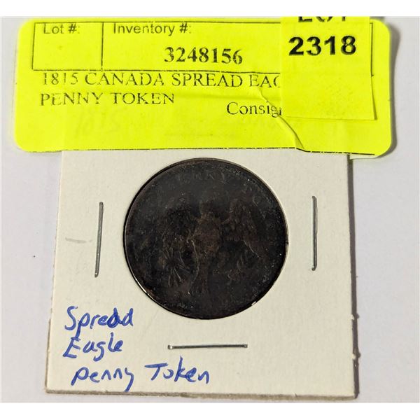 1815 CANADA SPREAD EAGLE PENNY TOKEN