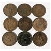 Image 2 : x9 VARIOUS DATES & GRADES CANADA LARGE 1c COINS