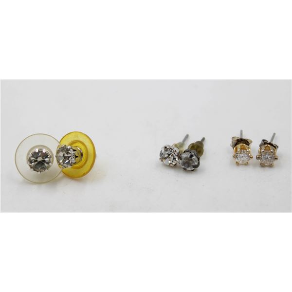 3 PAIRS SOLITAIRE EARRINGS TOGETHER-ESTATE