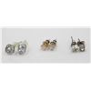 Image 1 : 3 PAIRS SOLITAIRE EARRINGS TOGETHER-ESTATE