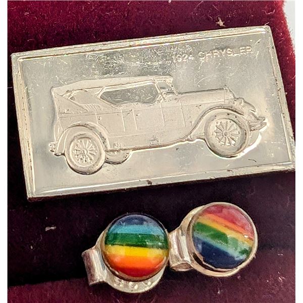 BZ2021-30C SILVER RAINBOW EARRING AND 1.6G SILVER