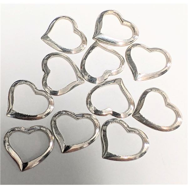 BZ2021-19C SILVER PACK OF 12 FLOATING HEART PENDAN
