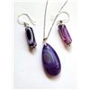 Image 1 : 17)  NATURAL PURPLE AND WHITE STRIPED AGATE DROP