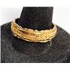 Image 1 : 18)  GOLD TONE HEAVILY CARVED BAND STYLE SIZE 9.75