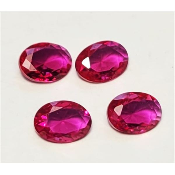 14)  LOT OF 4 OVAL MATCHED RUBIES, TCW 2, READY FO