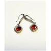 Image 1 : 25)  HALO SET CLEAR AND ORANGE CZ DROP EARRINGS.