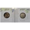 Image 1 : 38)  LOT OF 2 NEWFOUNDLAND DIMES, 92.5% SILVER, 19